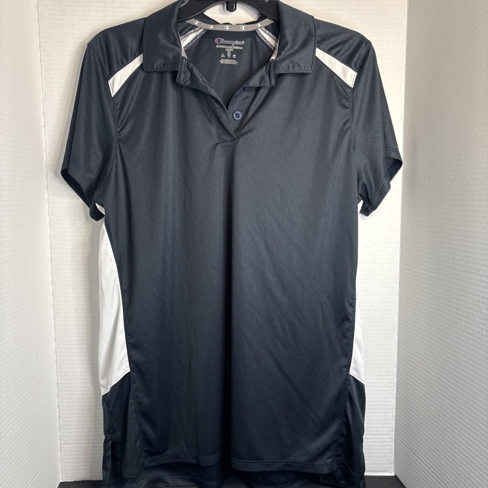 Champion Womens Double Dry Collared Shirt MD Navy/White NWOT Xl